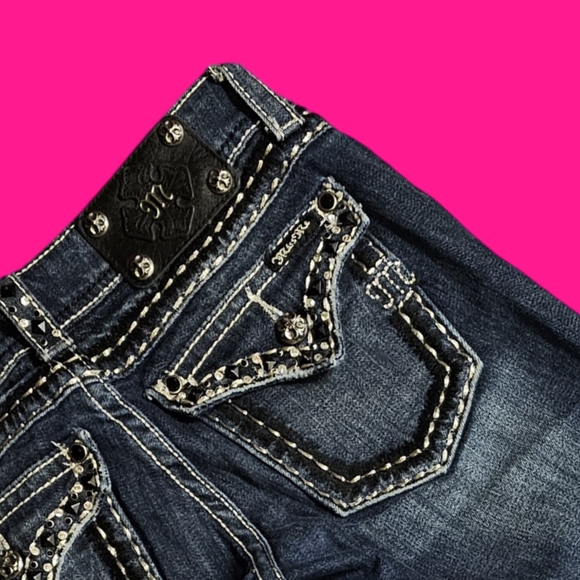 Miss Me Denim - Miss Me Blue Straight Leg Jeans with Premium Denim